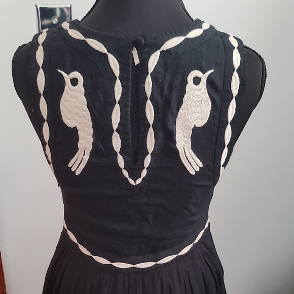 Free People Black Mini Dress with Cream Embroidery - Picture 8 of 11